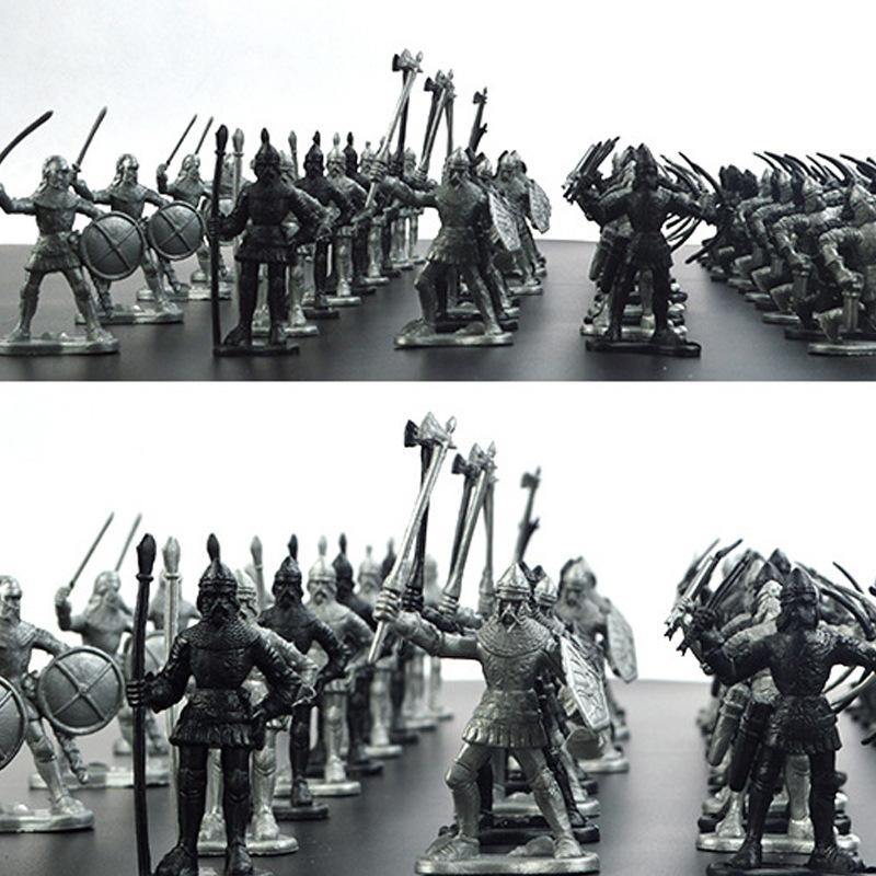 60pcs/set Medieval Military War Simulation Warriors Ancient Soldier static Military figures Model for Children Gifts