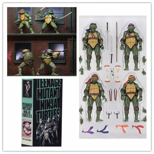 7inch 18cm 4pcs/set Original NECA 1990's Turtles 18cm Raphael Leonardo Michelangelo Donatello Action Figure Toys Doll For Kid