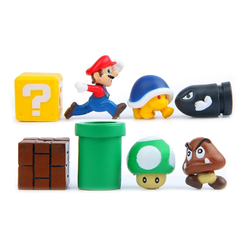 8pcs Super Mario Bros Magnets Figure toys Mario Bullet Mushroom Tortoise creative magnetic stickers refrigerator Action Figure