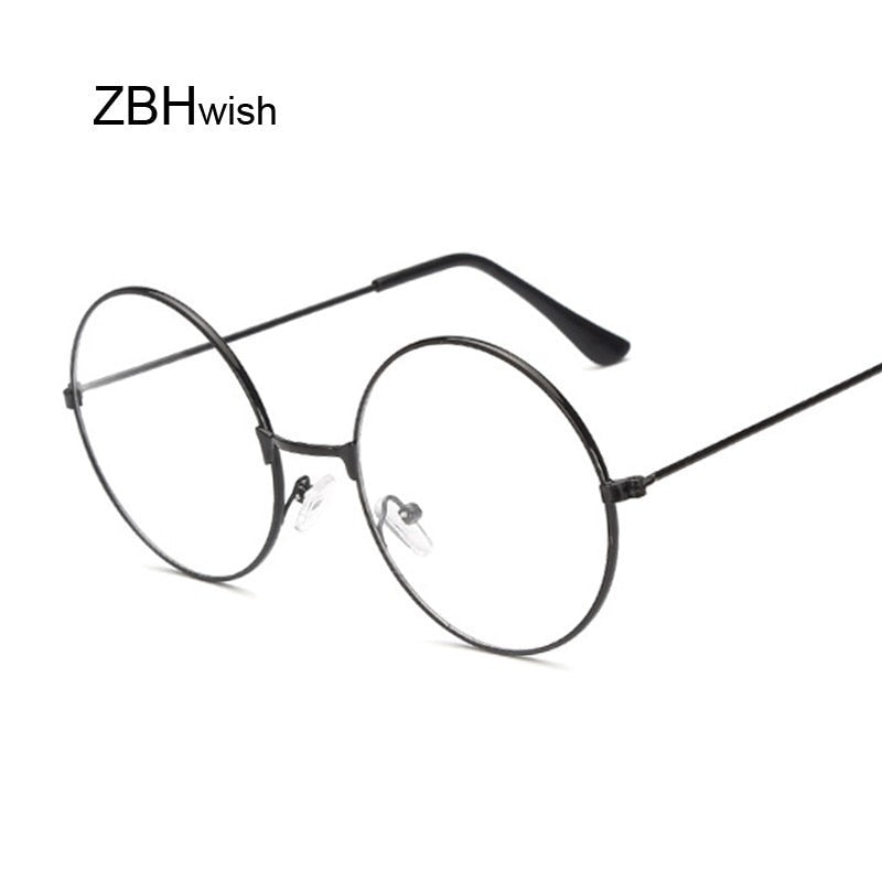 Fashion Vintage Retro Metal Frame Clear Lens Glasses Nerd Geek Eyewear Eyeglasses Black Oversized Round Circle Eye Glasses