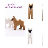 2 lego dogs, white,brown, rare pieces