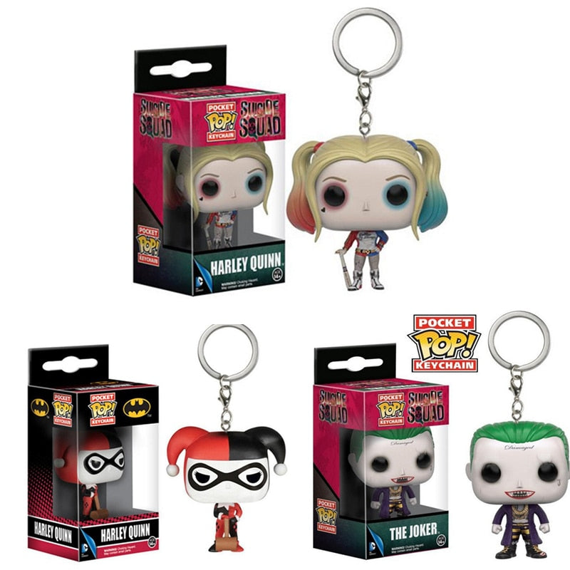 FUNKO POP New Pocket Pop Keychain Official Suicide Squad Harley Quinn Characters Action Figure Collectible Model Christmas Toys