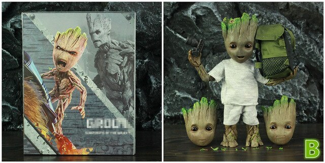 Life Size 1:1 Marvel Tree Man 25CM Action Figure Guardians of The Galaxy Avengers Cute Baby Young BJD KO's HT Hot Toys Legends