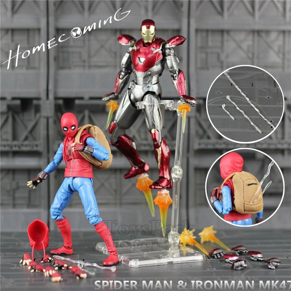 Marvel Spiderman Homecoming 6" Action Figure Spider man Holland Avengers Iron Man Ironman MK47 Mark47 KO's SHF Legends Toys Doll