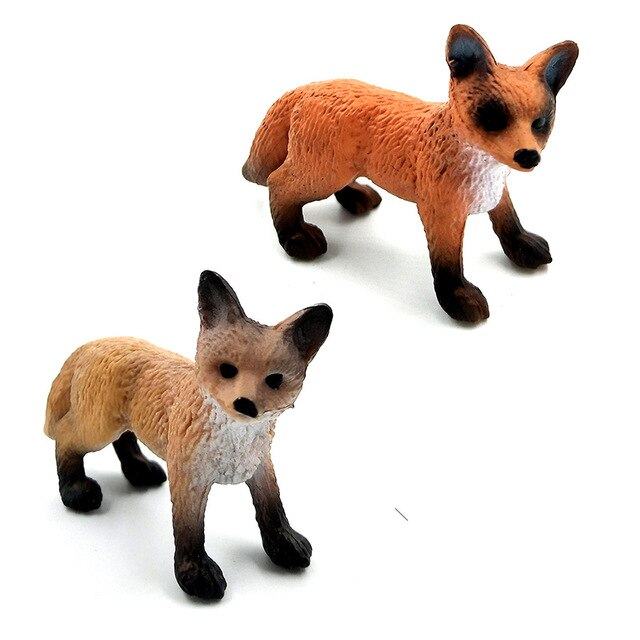 Mini Simulation Red Fox Porket Pig animal models figurine forest wild animals plastic Decoration educational toys Gift For Kids