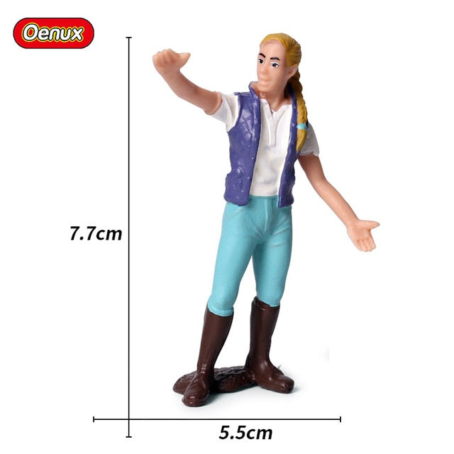 Oenux New Farmer People Model Simulation Farm Staff Feeder Action Figures Pig Animals Figurine Miniature Lovely Toys For Kids