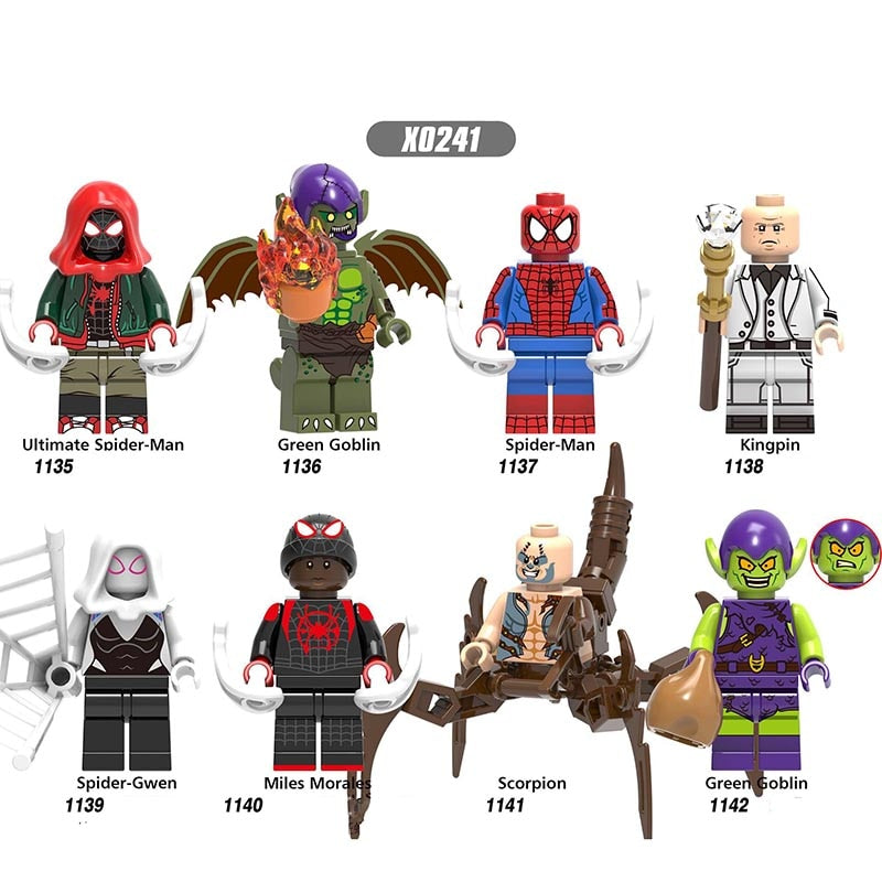Super Heroes Figures Spider-Man Spider-Verse Gwen Miles Scorpion Building Bricks