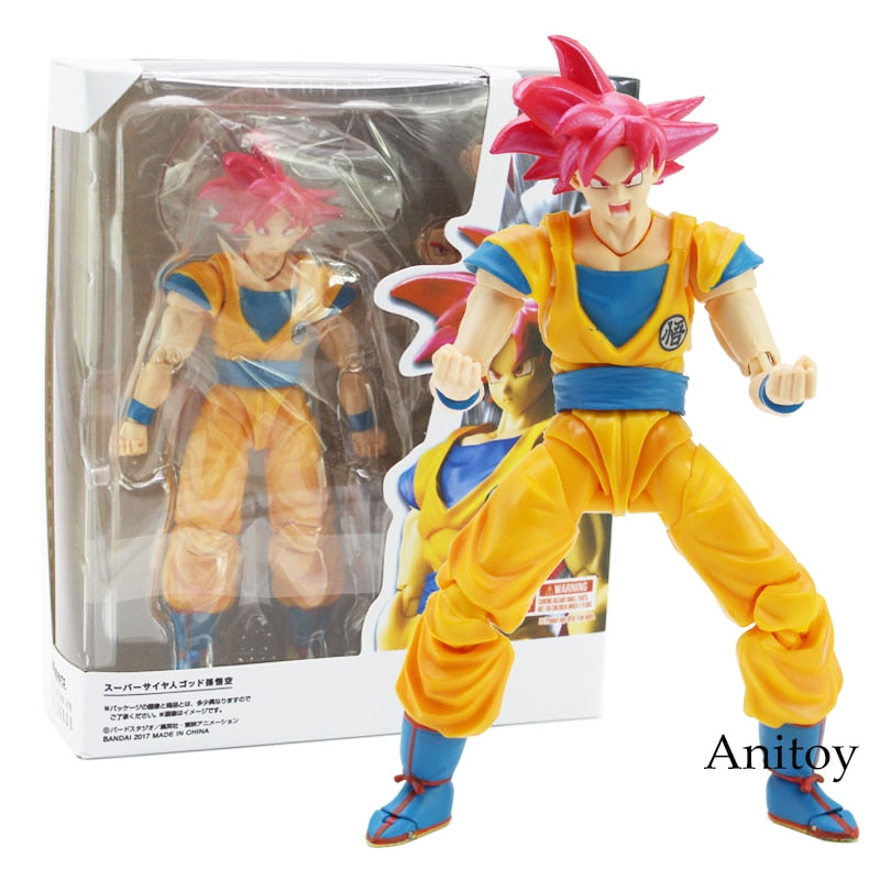 SHF Dragon Ball Super Saiyan God Son Goku Red Hair Gokou Dragon-Ball PVC Action Figure Collectible Model Toy 15cm
